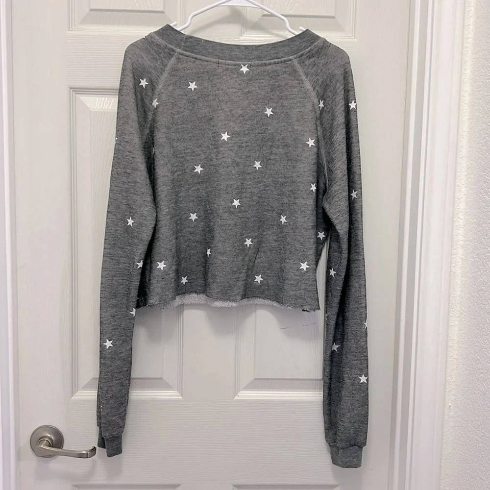 Wildfox Couture Women's Football Star Monte Crop Sweatshirt XS Oversized Lounge - Picture 7 of 9